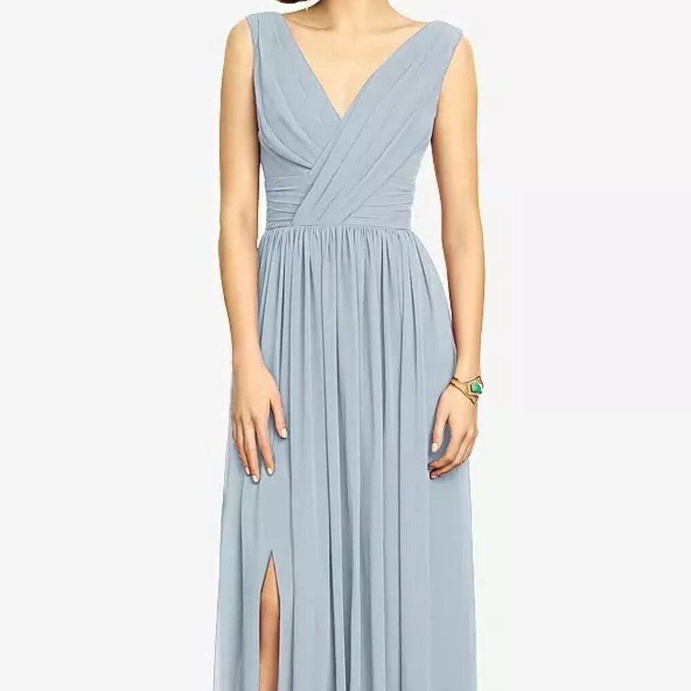 Dessy Collection Shirred Chiffon Dress Size in Mist, Size 4R